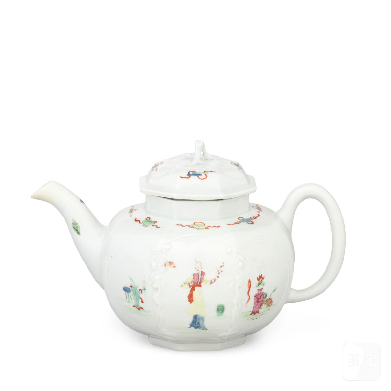 A rare Worcester teapot and cover, circa 1753-54 - 图4